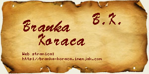 Branka Koraca vizit kartica